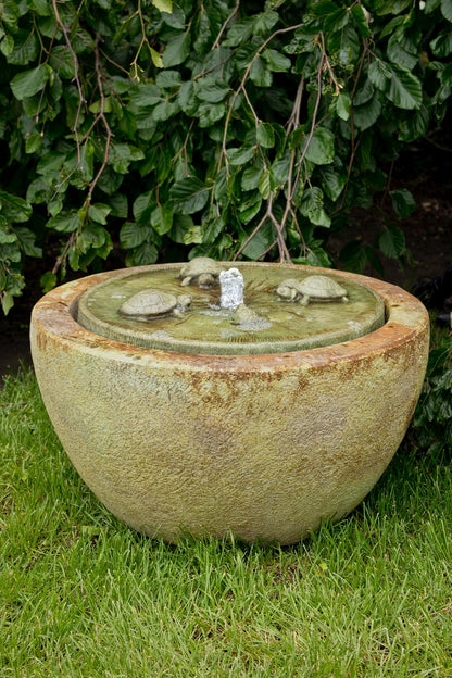 Turtle Gathering Garden Fountain with light and bubbling water