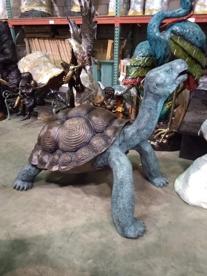 large bronze turtle water feature