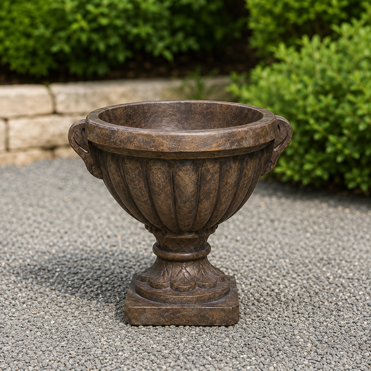 Classical fluted garden planters with twist ribbed design