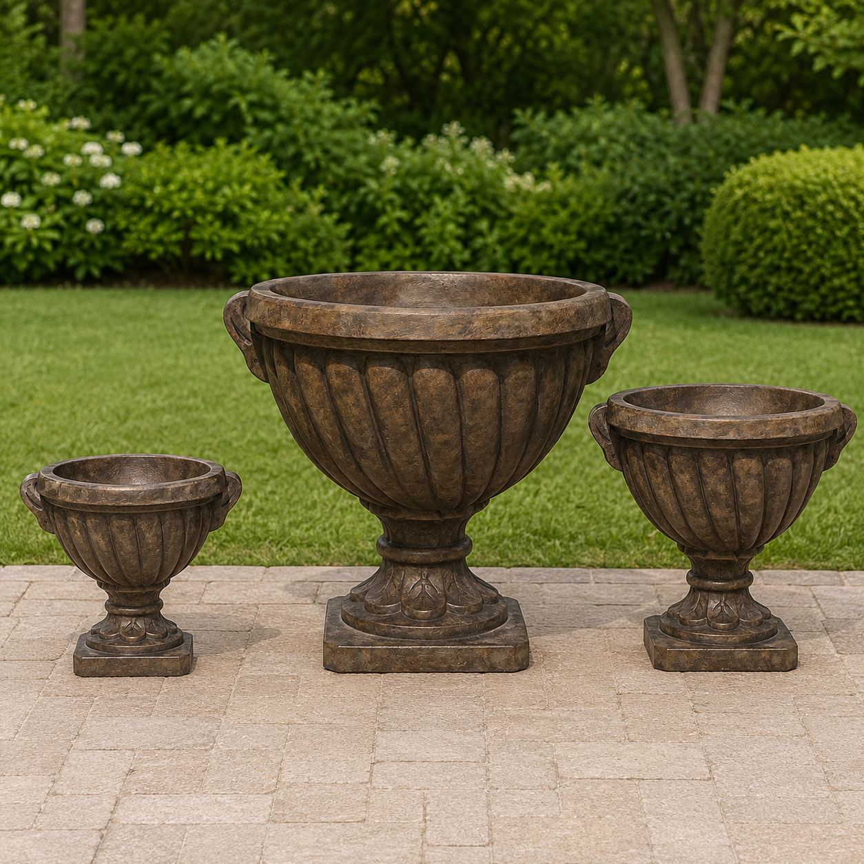 Twisted Urn Set of Three Matching Planters Collection