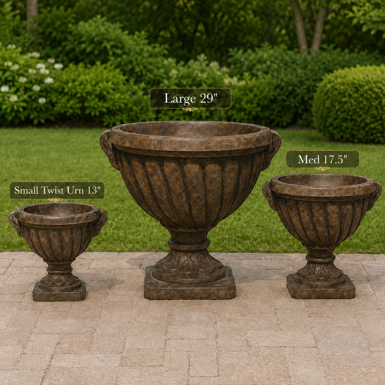 Twisted Urn Set of Three Matching Planters Collection