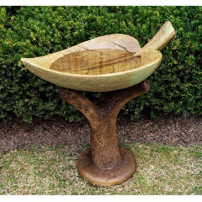 Two-Part Leaf Birdbath Garden Sculpture