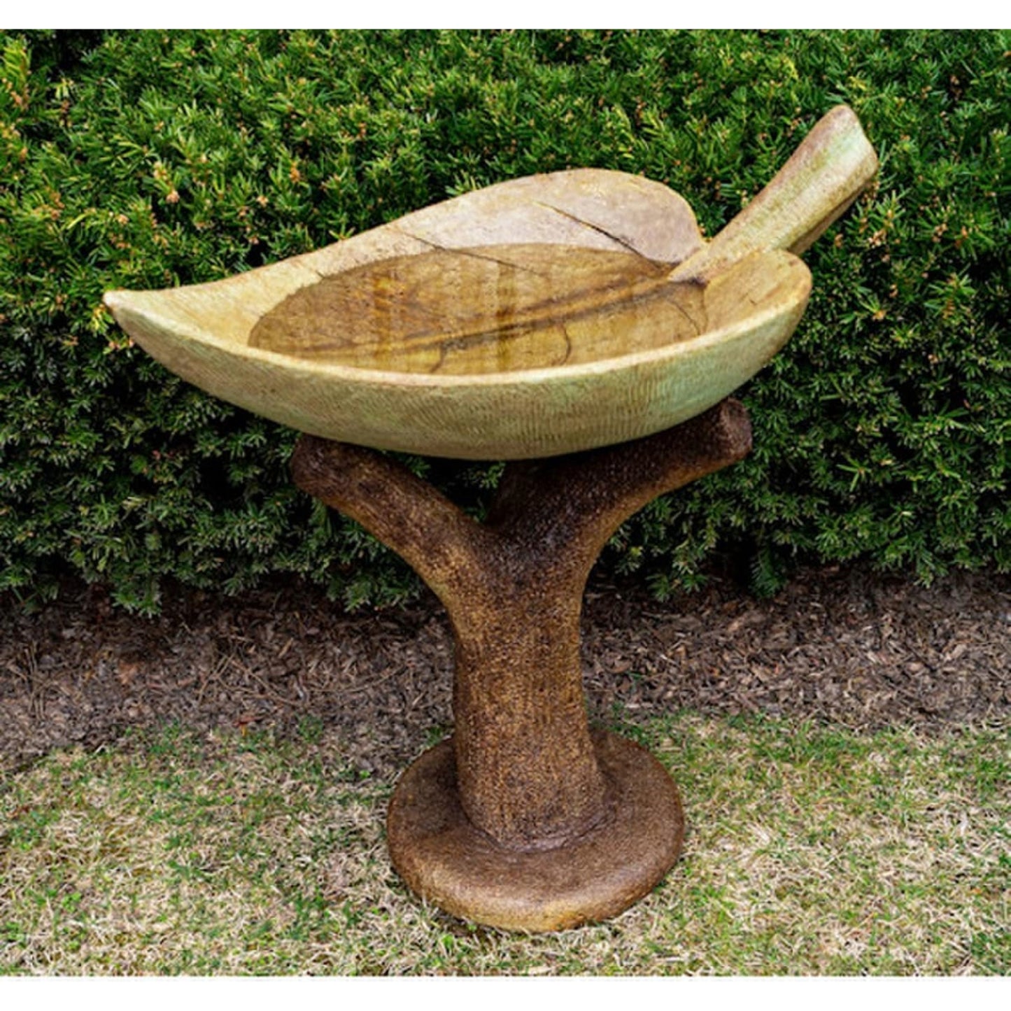 Two-Part Leaf Birdbath Garden Sculpture