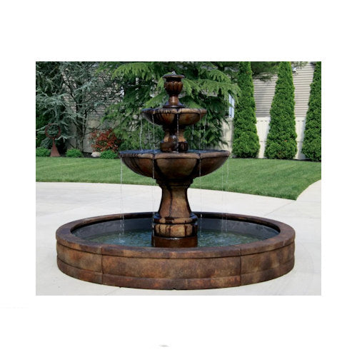 Two Tier Charlotte Fountain with Surround & 8' Pool