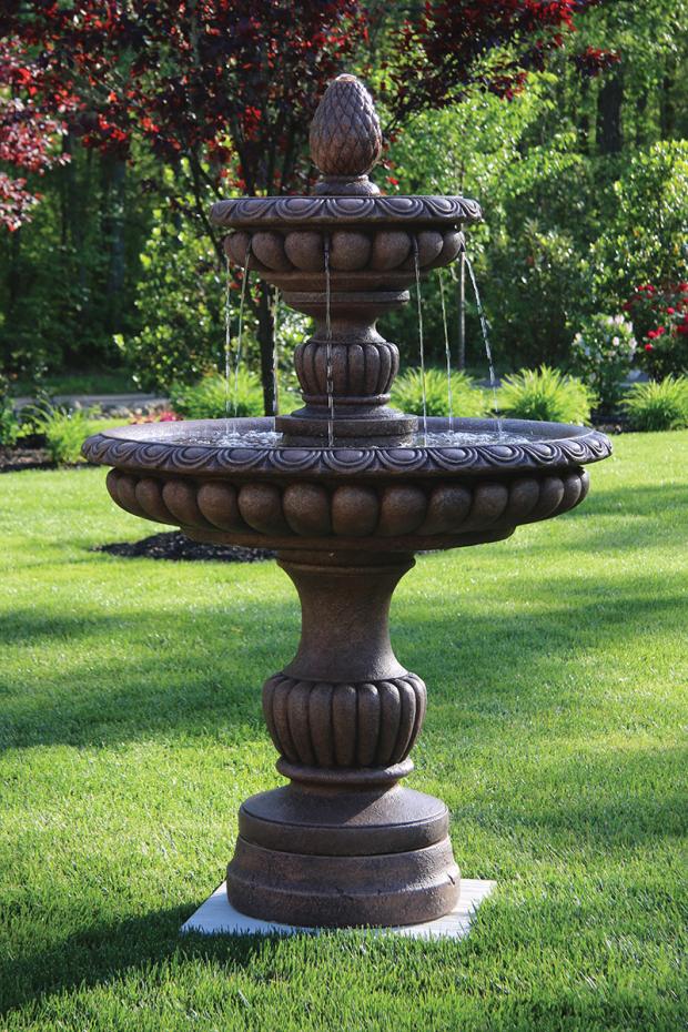 Traditional Spillway Isabella Cement Garden Fountain Pineapple finial Classical 