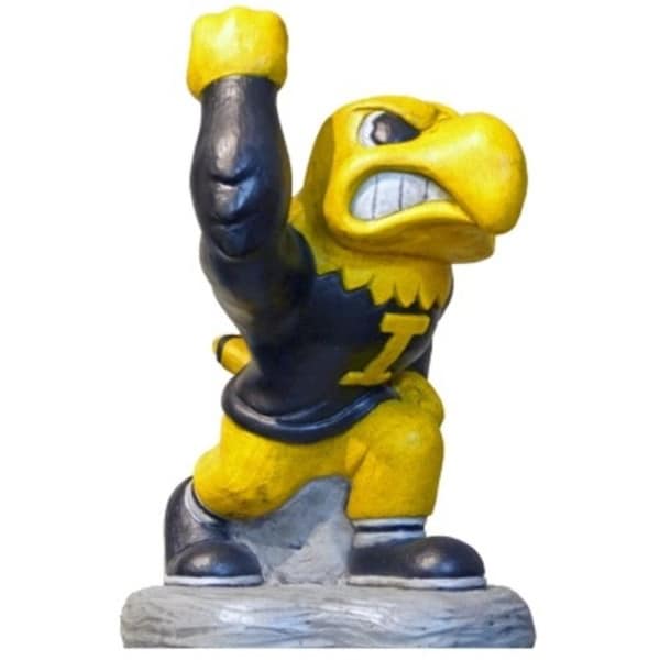 Iowa Herky the Hawk Mascot Statue in Team Colors 20 inches High