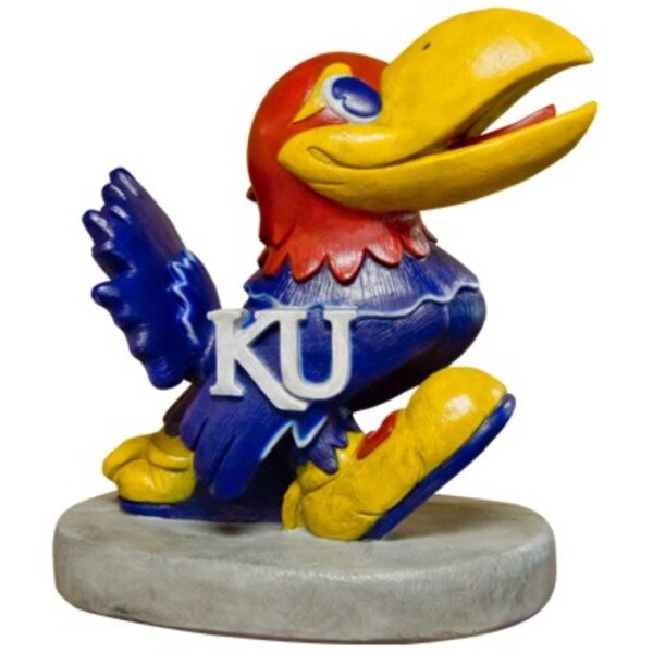 Kansas "Jayhawk" College Mascot Statue in Team Colors