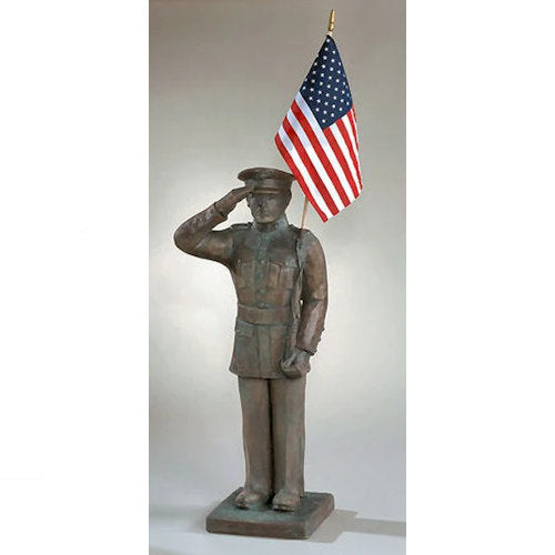 Military Armed Forces Marine Statue Outdoor garden memorial sculpture with American flag