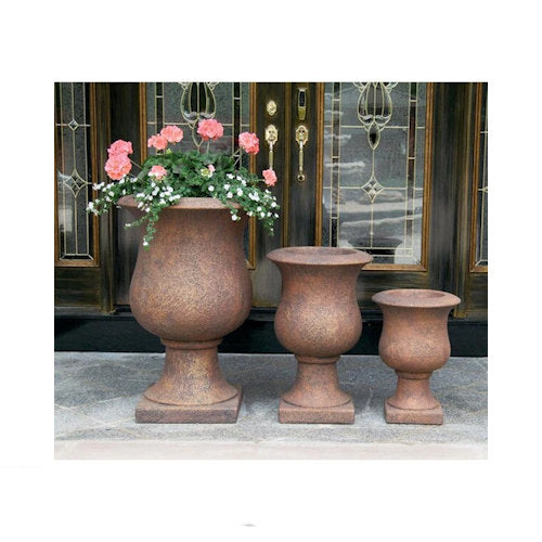 Vail Goblet Urns Cast Stone Planters Trio