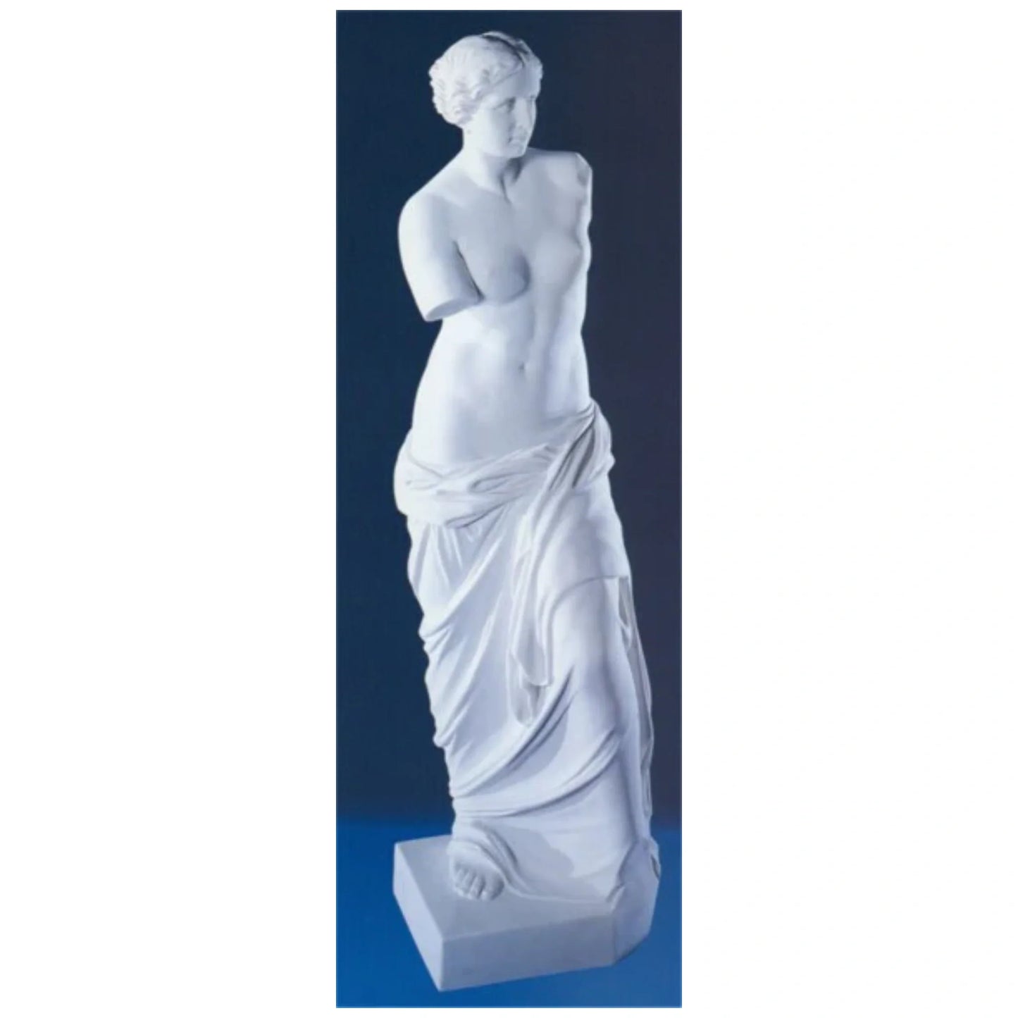 24-inch Venus De Milo marble statue on white marble background.