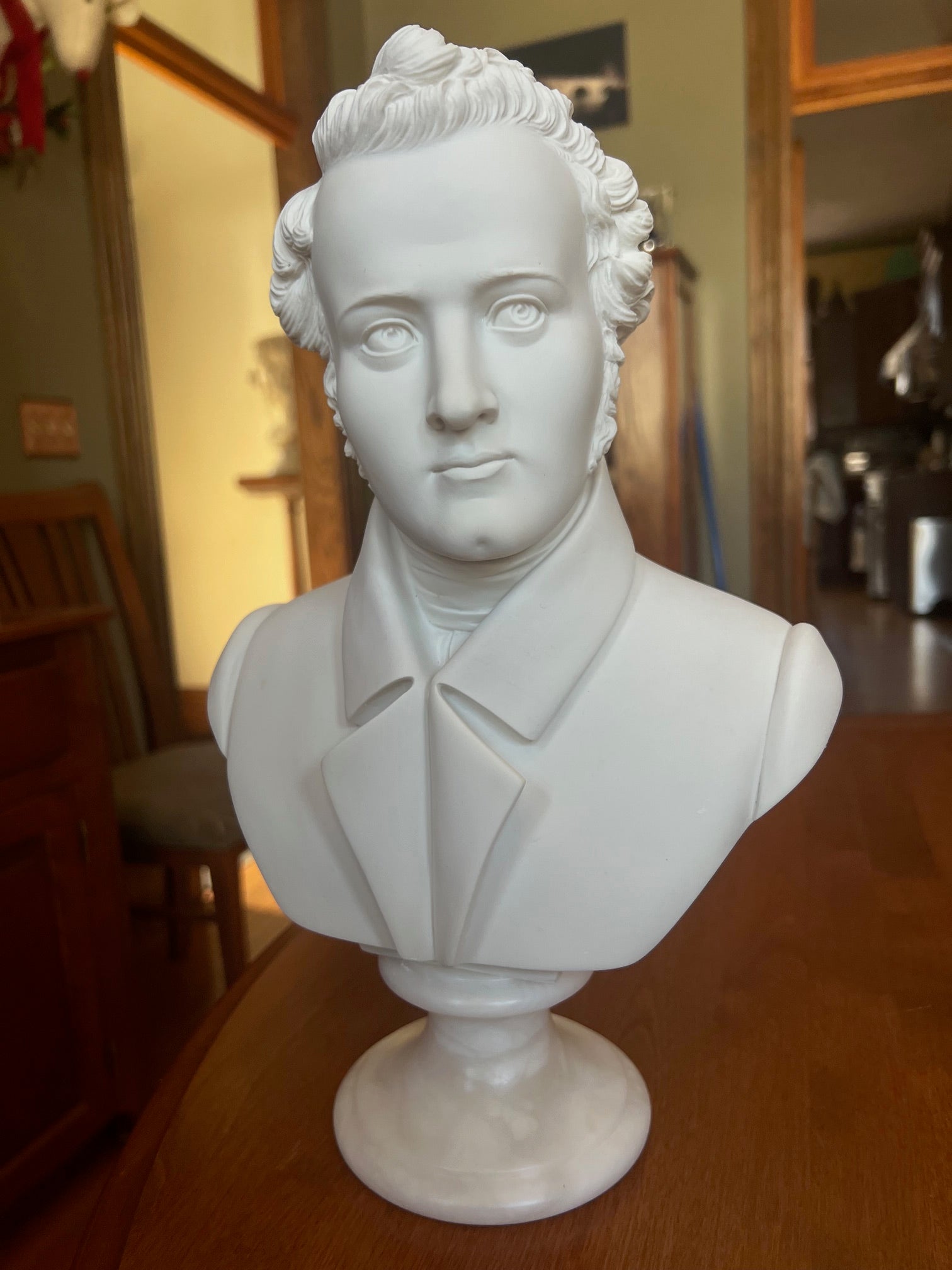 Vincenzo Bellini composer bust on solid alabaster base made in Italy