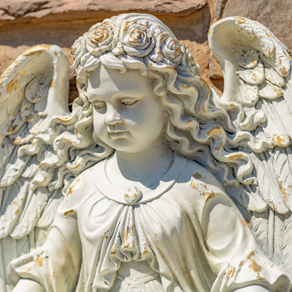 Vintage Style Angel Wall Planter Sculpture close up of face