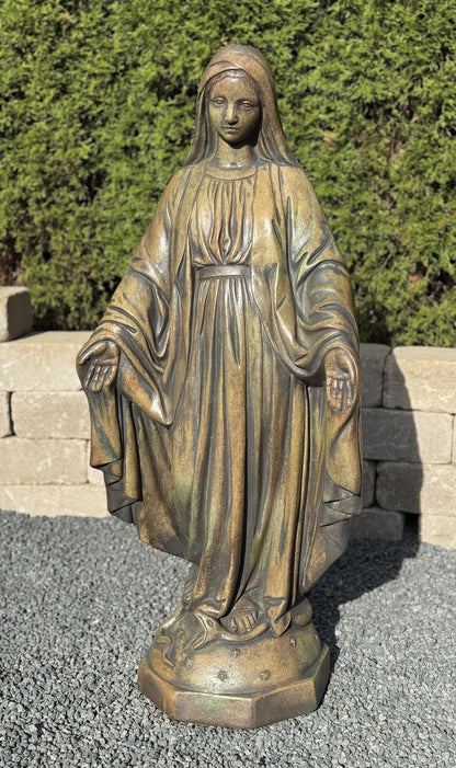Immaculate Virgin Mary Garden Statue in Cast Stone 3 Feet Tall Relic Nebbia