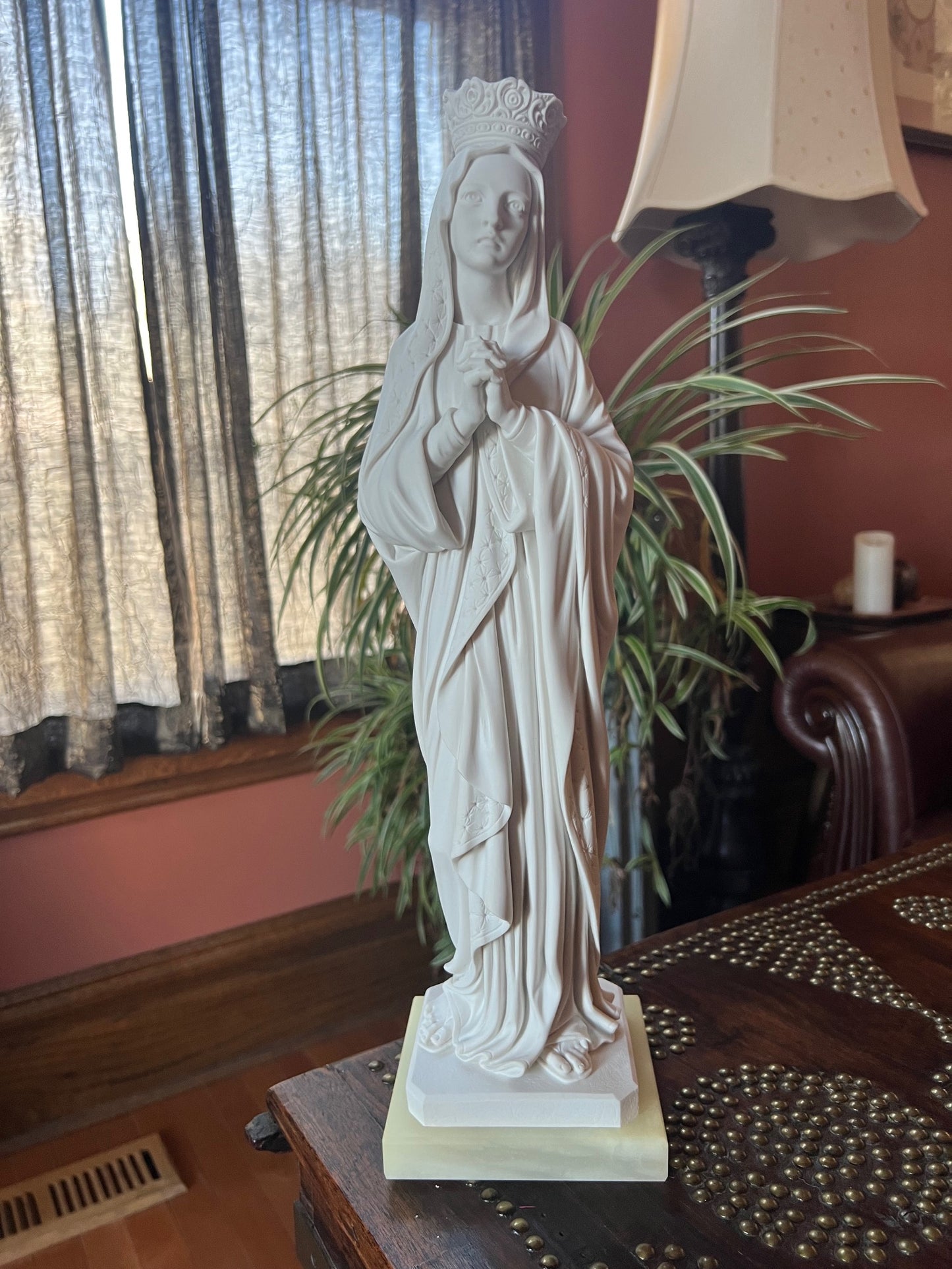 Virgin Mary Queen of Heaven Bonded Alabaster Statue