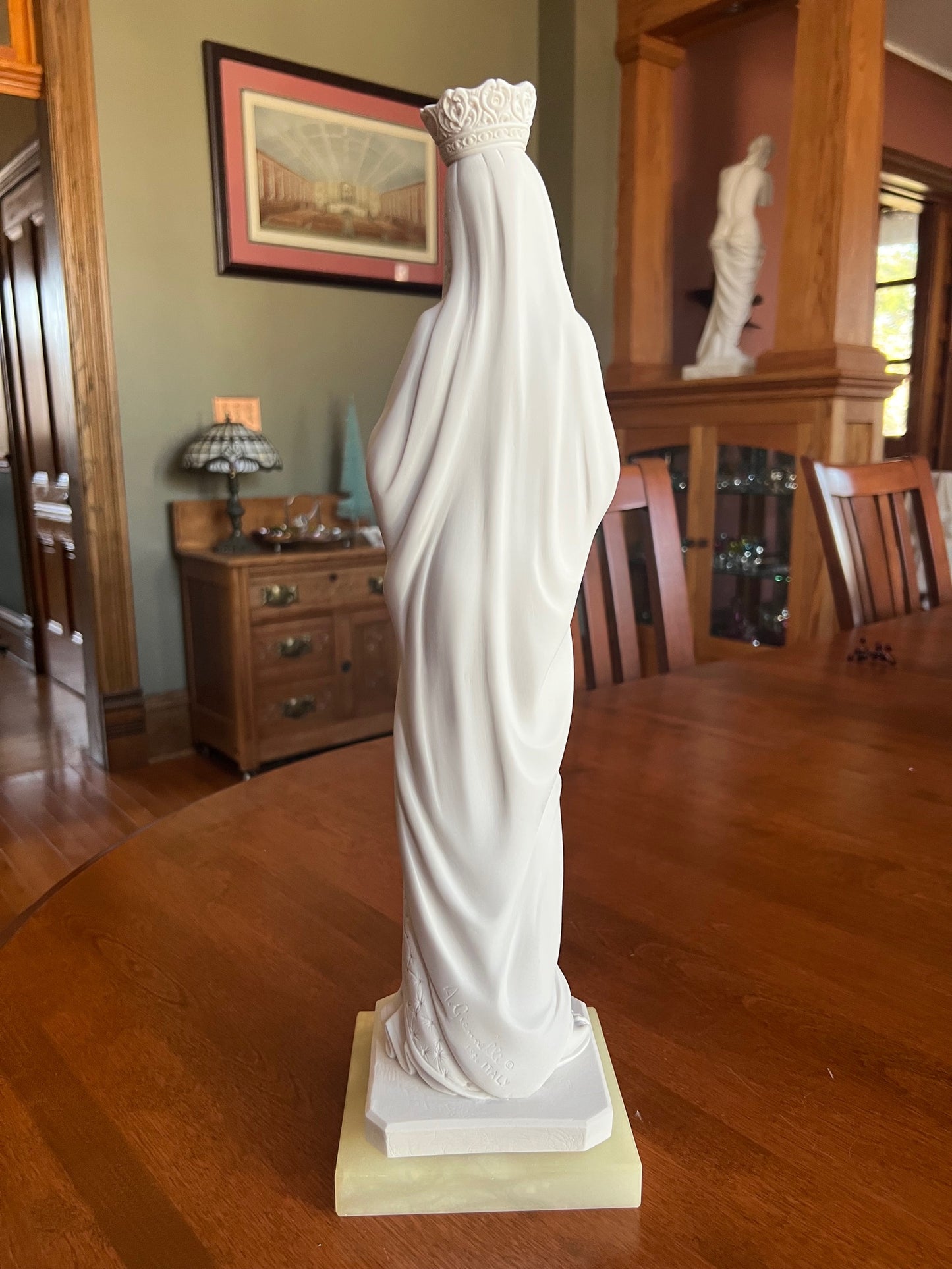 Back view Madonna Queen of Heaven Religious Sculpture