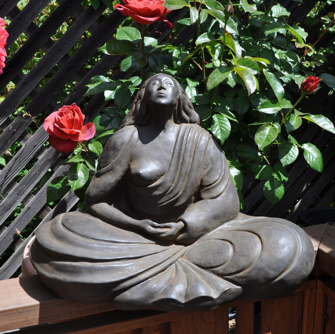 Sigrid Herr small Western Buddha sculpture meditating woman statue