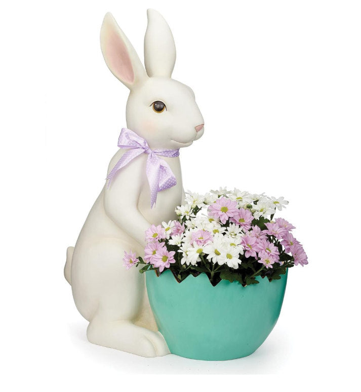 Decorative bunny flower pot for spring and Easter display
