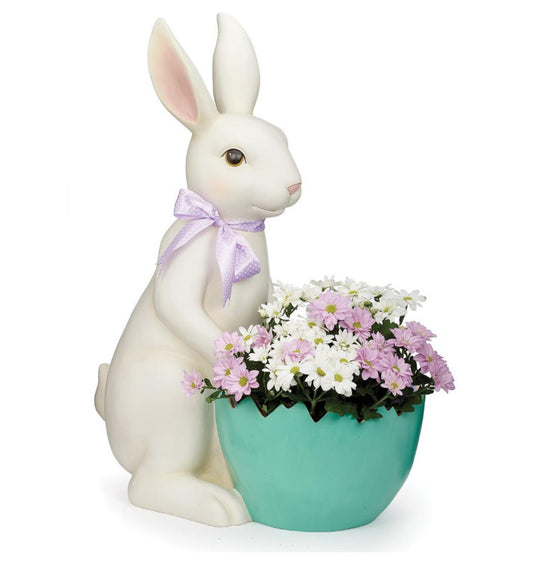 Decorative bunny flower pot for spring and Easter display