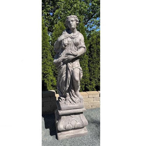 Estate Goddess of Winter Cast Stone Garden Statue Life-Size Sculpture on base