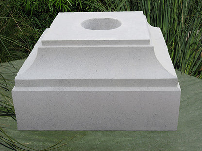 Architectural garden pedestal with center opening base plinth stone platform 