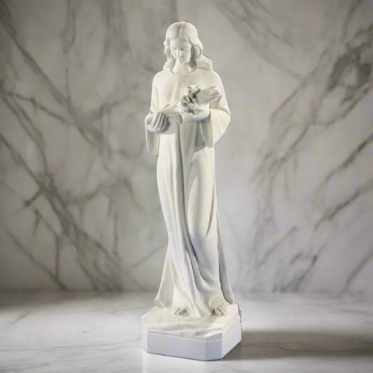 34 inch marble statue of woman with flowers