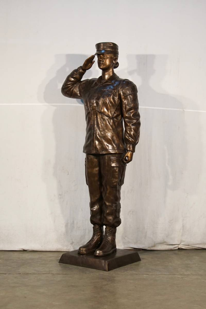 Women of Valor life-size bronze female soldier memorial statue