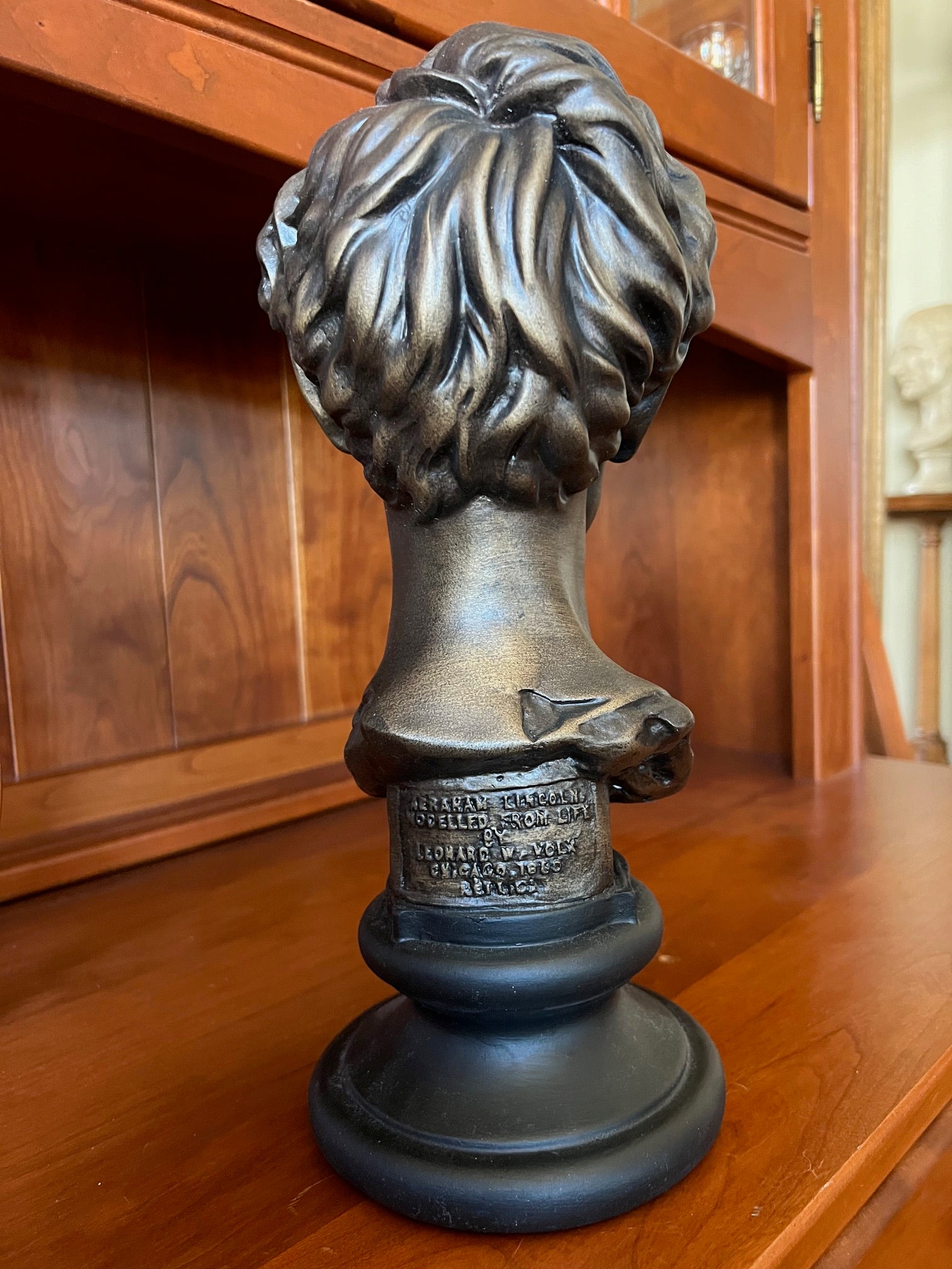Museum-style young Abe Lincoln bust reproduction from original Volk portrait