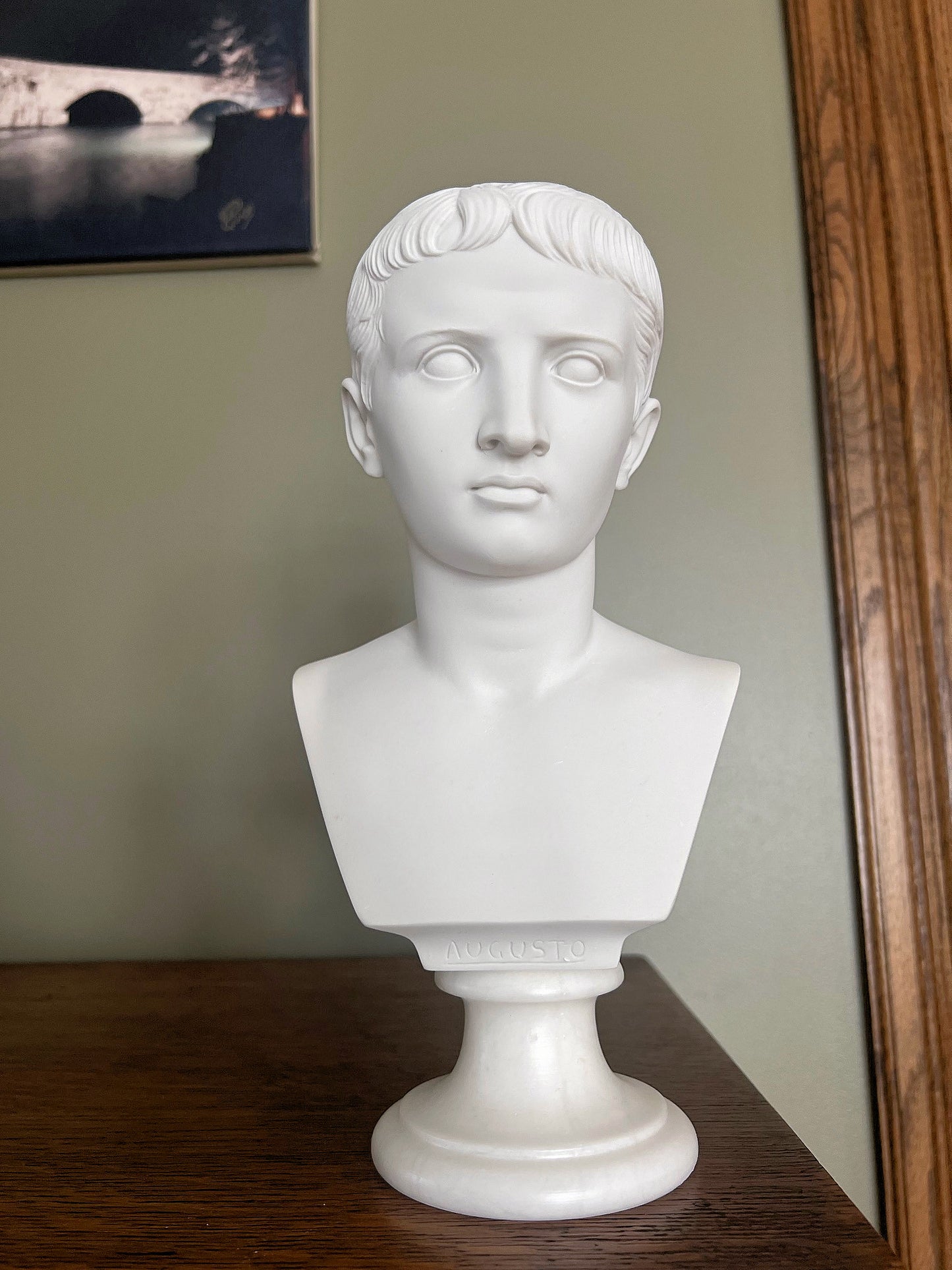 Caesar Augustus, also known as Gaius Octavius sculptural bust statue