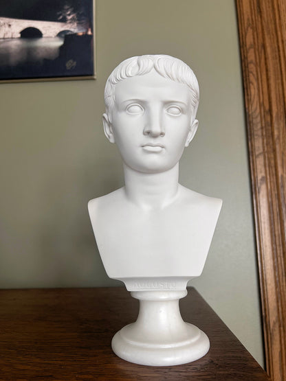 Caesar Augustus, also known as Gaius Octavius sculptural bust statue