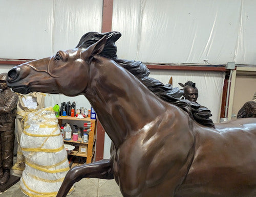 Life-Size Running Horse Bronze Sculpture Thoroughbred Racehorse Statue