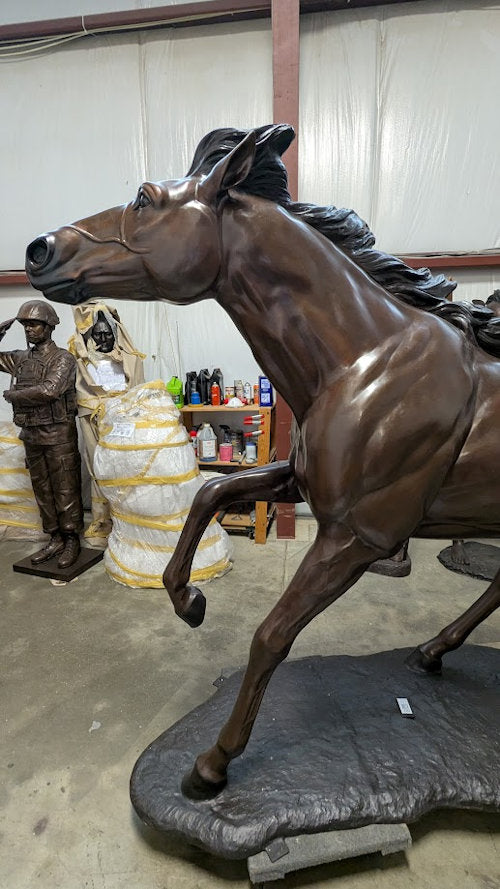 Life-Size Running Horse Bronze Sculpture Thoroughbred Racehorse