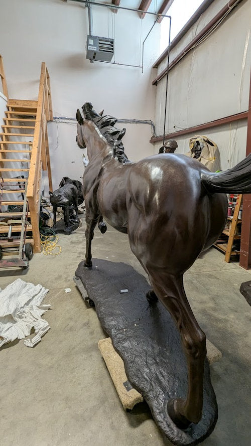 Monument Life-Size Running Horse Bronze Sculpture Thoroughbred Racehorse