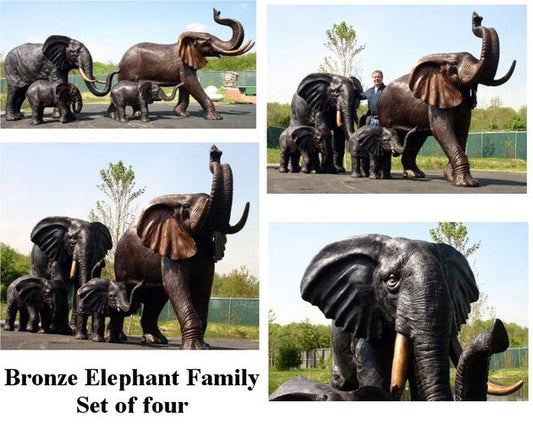 Elephant Family Set Of Four Bronzes