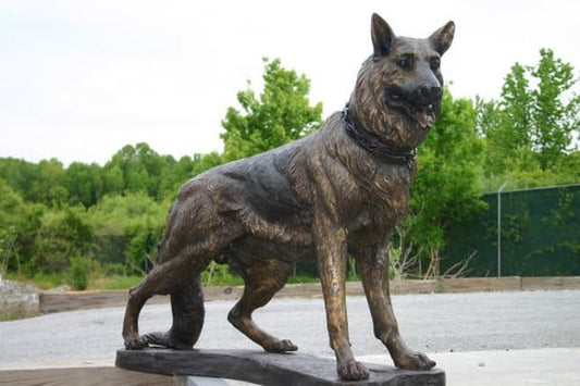 German Shepherd Bronze Dog Standing Life Size Statue Memorial