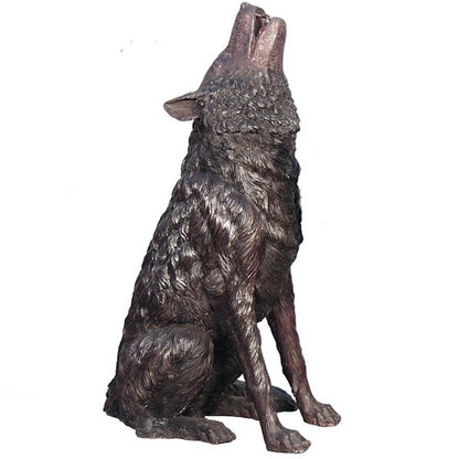 Howling Wolf Bronze Sculpture Life Size Statue 37"
