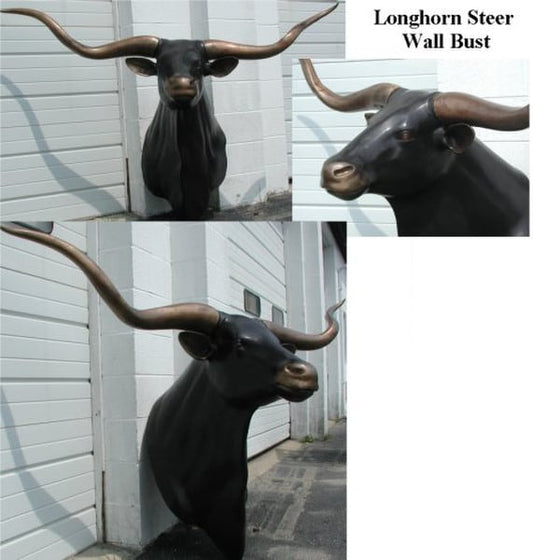Life Size Bronze bull head wall mount for indoor or outdoor use