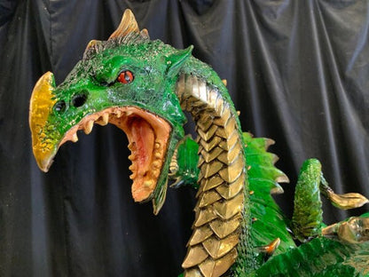 Large Huge Grand Scale Bronze Dragon Sculpture Green Statue cool