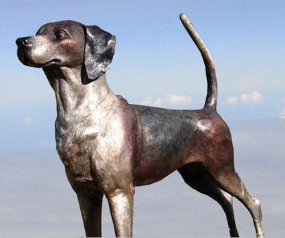 Foxhound bronze statue made of bronze life size sculpture realistic