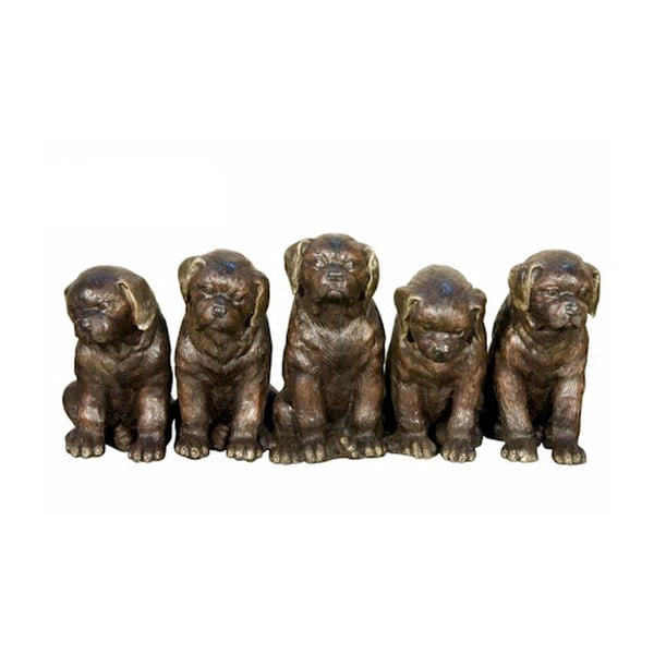 Line Of Puppies Bronze Sculpture
