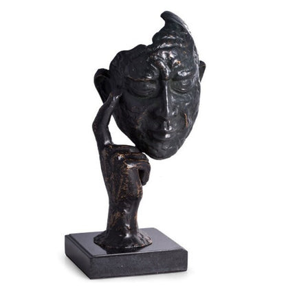 Sculpture of Thinking Man Statue Artistic Face Contemporary Art