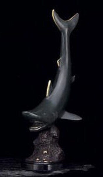 Predator Shark Brass Sculpture Accent Decorating