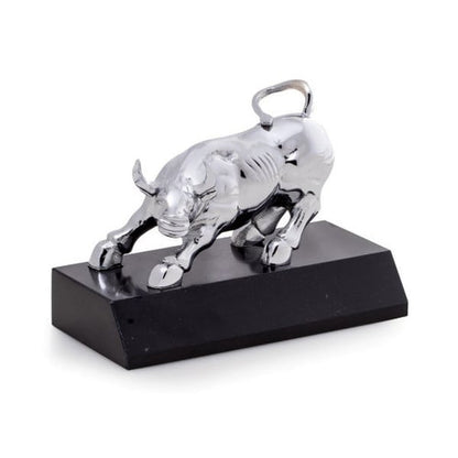 Bull Stock Market Statue Marble Base Sculpture Investors Gift Artwork