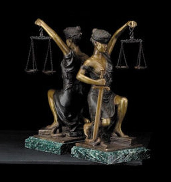Blind Lady Justice Sculptural Bookends