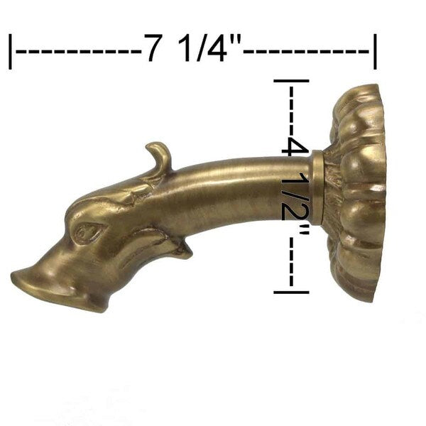 Genoa Spout brass Dolphin with Swirl Backplate Italian Fountain Scuppers