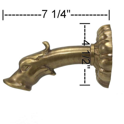 Genoa Spout brass Dolphin with Swirl Backplate Italian Fountain Scuppers