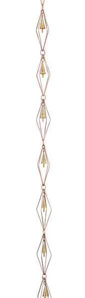 Contemporary Architectural Diamond Rain Chains with Bells Copper Downspout