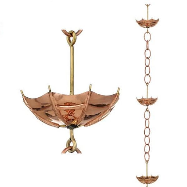 Architectural Umbrella Pure Copper Rain Chain Downspout Sculptural