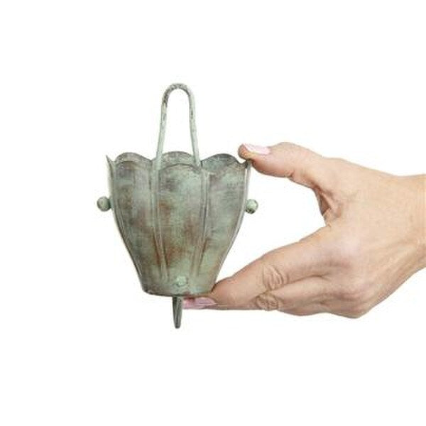 Historical Crocus Rain Chain Sculptural Downspout Green Aged Architecture