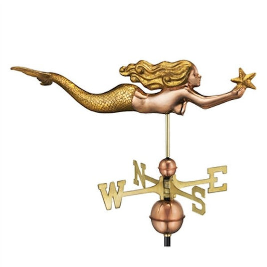 Mermaid Weathervane Copper Sculpture Starfish Garden Sculpture