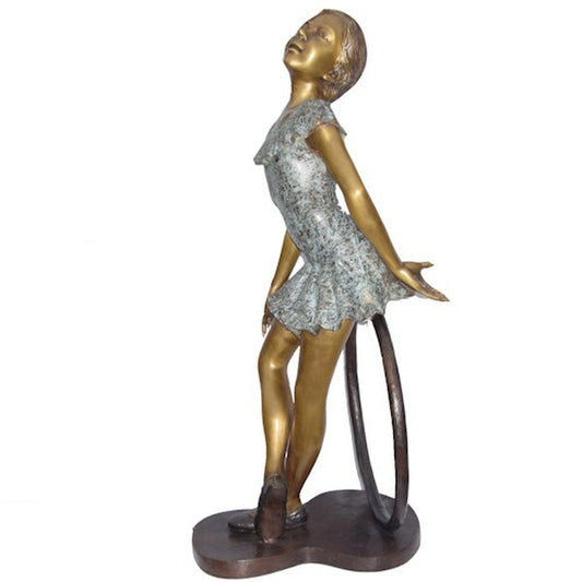 Bronze Dancer with Hula Hoop Garden Sculpture performance statue